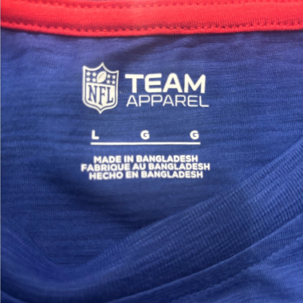 Buffalo Bills Mafia Men's Large L Royal Blue Red Trim Poly Blend Logo Shirt NWT - Picture 4 of 6